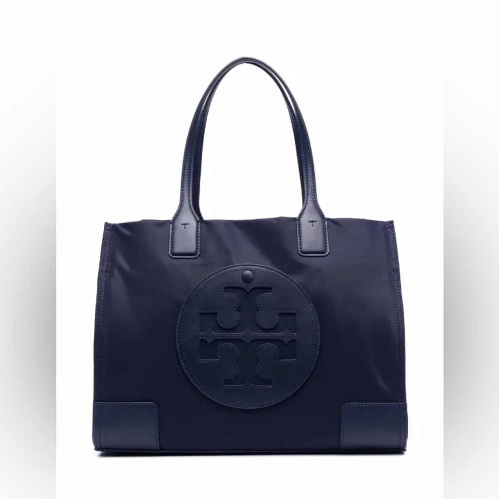 Tory Burch Navy Embossed Logo Tote